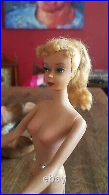 Vintage Barbie Doll #3 #4 Blonde Ponytail Zebra Swimsuit Japan 1958 1959