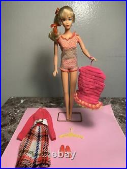 Vintage Barbie TNT Doll With Case, TNT Stand & Hard To Find Mod Clothes GUC