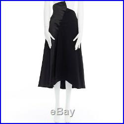 Vintage COMME DES GARCONS AW1992 black foldover waist wrap front midi skirt S