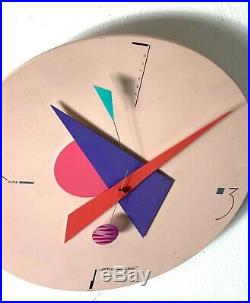Vintage Canetti Art Time Wall Clock Memphis Post Modern Mid Century Unique 80s