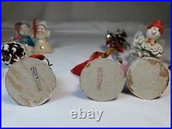 Vintage Christmas Putz Elf Angel Bird Pinecone Foil Ornaments Lot Of 11