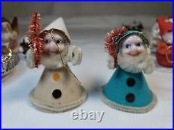 Vintage Christmas Putz Elf Angel Bird Pinecone Foil Ornaments Lot Of 11