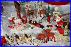 Vintage Christmas ornament Lot Japan kitsch spun cotton chenille picks elf 50's