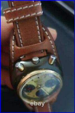 Vintage Citizen Panda Bullhead 8110 Chronograph Day Date Automatic Men's Watch