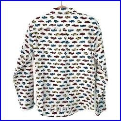 Vintage. E. L Button Front Shirt Mens Long Sleeve All Over Car Print Cotton Shirt