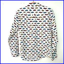 Vintage. E. L Button Front Shirt Mens Long Sleeve All Over Car Print Cotton Shirt