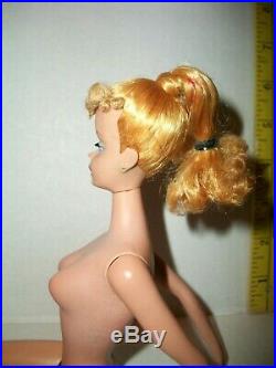 Vintage Early 1960s Blonde Poodle Bangs Ponytail Barbie Only Body Doll Dressed