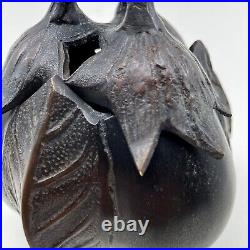 Vintage Eggplant Shaped Bronze Incense Burner Japanese