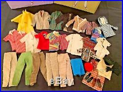 Vintage HUGE Lot of 1950s-1960s Barbie Ken Skipper Ricky Clothes Cases Dolls