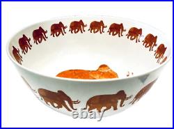 Vintage Hand Painted Japanese Porcelain Elephant Parade Console Centerpiece Bowl