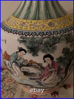Vintage Huge Porcelain Japanese Vases 19 Height Two Ladies