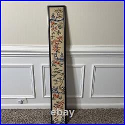 Vintage Japan Antique Vertical Tapestry Panel with Flowers