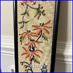 Vintage Japan Antique Vertical Tapestry Panel with Flowers