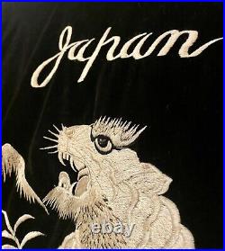 Vintage Japan Embroidered Tiger Reversible Souvenir Sukajan Bomber Jacket Sz M/L