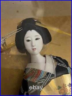 Vintage Japan Shadow Box Wall Art ANTIQUE 3D Signed Porcelain Geisha in Kimono