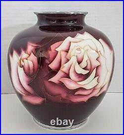 Vintage Japanese Ando style Enameled Silver Wire Cloisonne Vase