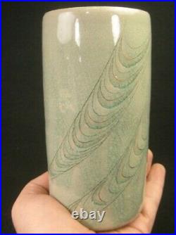 Vintage Japanese Blue Crackle Glaze Handmade Ceramic Wall Hanging Flower Vase