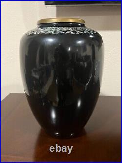 Vintage Japanese Bronze Vase with Mother of Pearl Inlaid
