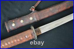 Vintage Japanese Cavalry Saber Sword Samurai Katana With Sheath Full Leather