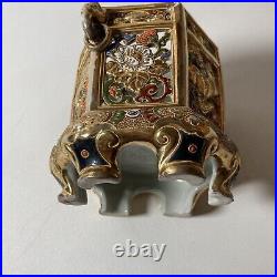 Vintage Japanese Ceramic Asian Hexagonal Pierced Wall Lantern Incense Urn Footed