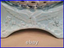 Vintage Japanese Geisha Strung Porcelain Headrest Pillow Light Turquoise Phoenix