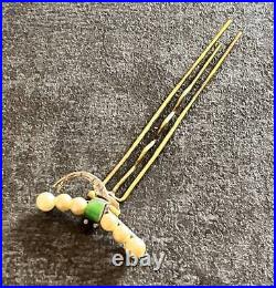 Vintage Japanese Kanzashi Antique Dragonfly Hairpin Ornament Hair Clip Pearl JP