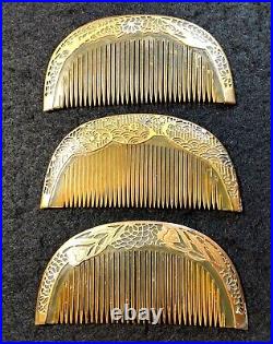 Vintage Japanese Kushi Comb Kanzashi 3 items Kimono Hair Ornament Japan #700