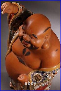Vintage Japanese Kutani Porcelain Hotei Sculpture Lucky God 24inch Buddhism Art