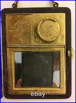 Vintage Japanese Minaudiere Vanity Case Gold Incised Interior with Chop Mark