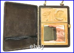 Vintage Japanese Minaudiere Vanity Case Gold Incised Interior with Chop Mark