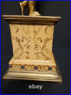 Vintage Japanese Porcelain And Brass Candleabra Statue