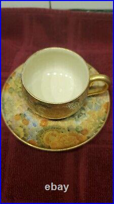 Vintage Japanese Satsuma Style 1,000 Flowers Demitasse Cup And Saucer