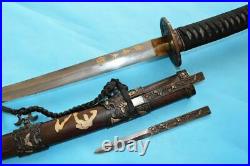 Vintage Japanese Sword Samurai Katana Old Signed Damascus Steel Dagger Fighting