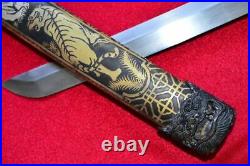 Vintage Japanese Sword Samurai Katana Wakizashi Damascus Blade Steel With Sheath