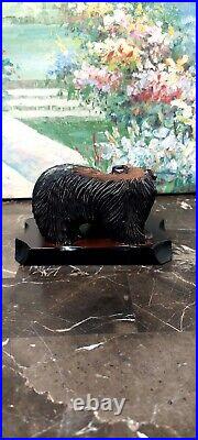 Vintage Japanese Wood Carving Bear with Salmon from Japan
