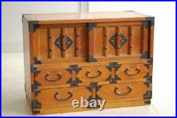 Vintage Japanese Wood Small MIZUYA TANSU Chest Cabinet SHOWA Era