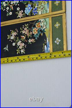 Vintage Japanese cloisonne table screen, 13 x 7 inches