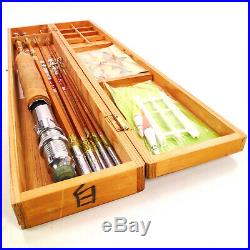 Vintage KYOTO-YA Japan Fishing Kit Bamboo Fly Rod Original Box with Accessories
