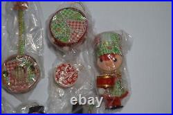 Vintage Kitsch Christmas Ornaments Gingham Patchwork Japan Animals Instruments