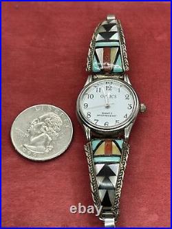 Vintage Ladies Zuni Optics Quartz Watch Japan RB Sterling Silver Tips Native