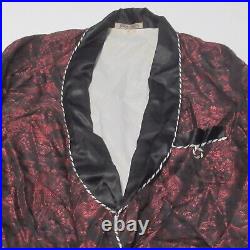 Vintage Made in Japan Smoking Dinner Jacket Red Black Brocade Mens Medium