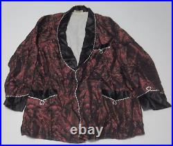 Vintage Made in Japan Smoking Dinner Jacket Red Black Brocade Mens Medium