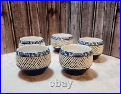 Vintage Marked Kinho Kiln Japanese Imari Lattice Teacups Set of 5