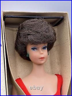 Vintage Mattel 1960's Era Brunette Bubble Cut Barbie In Box #850 Japan Swimsuit