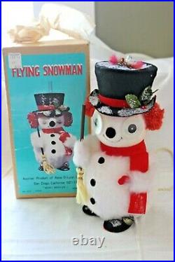 Vintage Merry Miracles Snowman Rene Lyon Christmas Japan Felt Hanging RARE Withbox