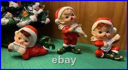 Vintage Napcoware 3 Elves with hair & Instruments Pixies Japan Napco x-7590