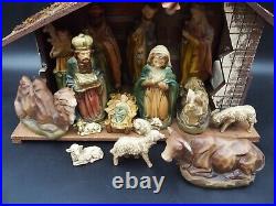 Vintage Nativity Set with 17 Pieces, Light & Music Box Made in Japan