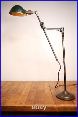 Vintage O C White Articulating Light lamp japanned copper flash base drafting