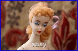 Vintage Ponytail Barbie # 3 All Original, Blue Eyeliner, Factory Braid Blonde