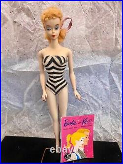 Vintage Ponytail Barbie # 3 All Original, Blue Eyeliner, Factory Braid Blonde